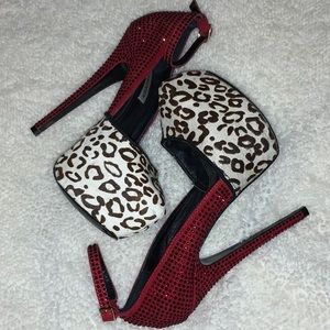 Red & real fur print Steve Madden heels
